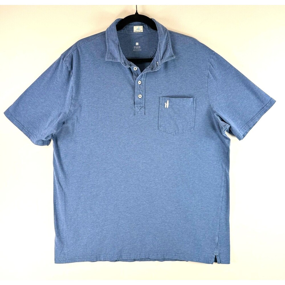 Johnnie O Hangin Out Mens Polo Shirt Blue Short Sleeve Pocket Stretch Casual XL
